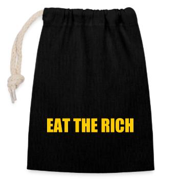 Eat the rich - Verschließbarer Geschenkbeutel aus Baumwolle (14x20cm) - Schwarz - Vorne