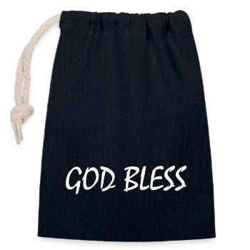 God bless - Closable cotton gift bag (14x20cm) - navy - Front