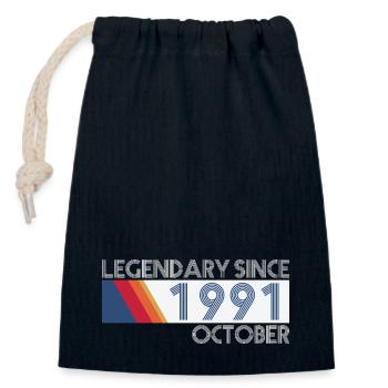 SiFi rétro Légendaire depuis octobre 1991 - Né - Sac cadeau en coton avec cordon (14 x 20 cm) - bleu marine - Devant