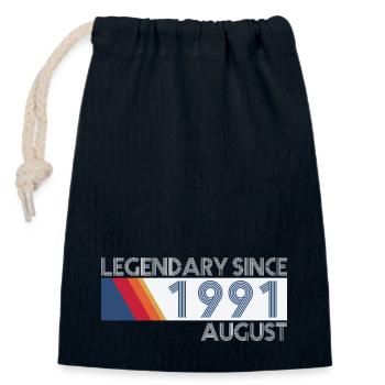 Retro SiFi Legendary depuis août 1991 - Jour de naissance - Sac cadeau en coton avec cordon (14 x 20 cm) - bleu marine - Devant