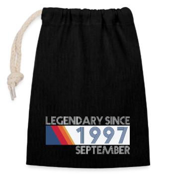 Retro SiFi Legendary since September 1997 - Geburt - Verschließbarer Geschenkbeutel aus Baumwolle (14x20cm) - Schwarz - Vorne