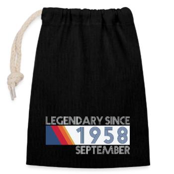 Retro SiFi Legendary since September 1958 - Geburt - Verschließbarer Geschenkbeutel aus Baumwolle (14x20cm) - Schwarz - Vorne