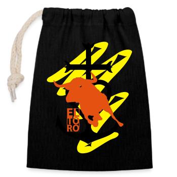 eltoro_croix_camargaise - Sac cadeau en coton avec cordon (14 x 20 cm) - noir - Devant