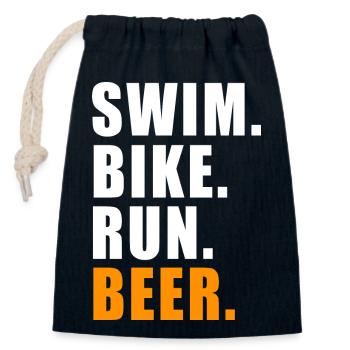 SWIM BIKE RUN BEER TRIATHLON CADEAU TRIATHLON - Sac cadeau en coton avec cordon (14 x 20 cm) - bleu marine - Devant