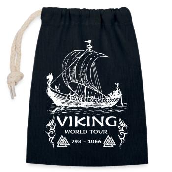 Conception de navires du Viking World Tour - Sac cadeau en coton avec cordon (14 x 20 cm) - bleu marine - Devant