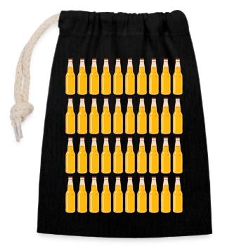 40e anniversaire Bouteilles de bière Bière Quarante - Sac cadeau en coton avec cordon (14 x 20 cm) - noir - Devant