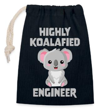 Highly Koalafied Engineer - Closable cotton gift bag (14x20cm) - navy - Front