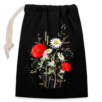 beautiful flowering summer meadow with poppies - Closable cotton gift bag (14x20cm) - black - Front
