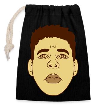 Sad Face Kiss mouth Design - Closable cotton gift bag (14x20cm) - black - Front