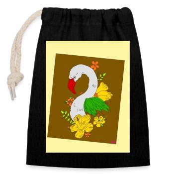 Animaux + nature - Sac cadeau en coton avec cordon (14 x 20 cm) - noir - Devant