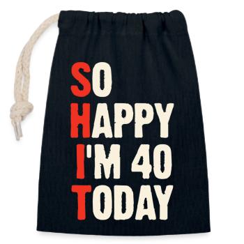 Tellement heureux que j’ai 40 ans aujourd’hui - 40e anniversaire - Sac cadeau en coton avec cordon (14 x 20 cm) - bleu marine - Devant