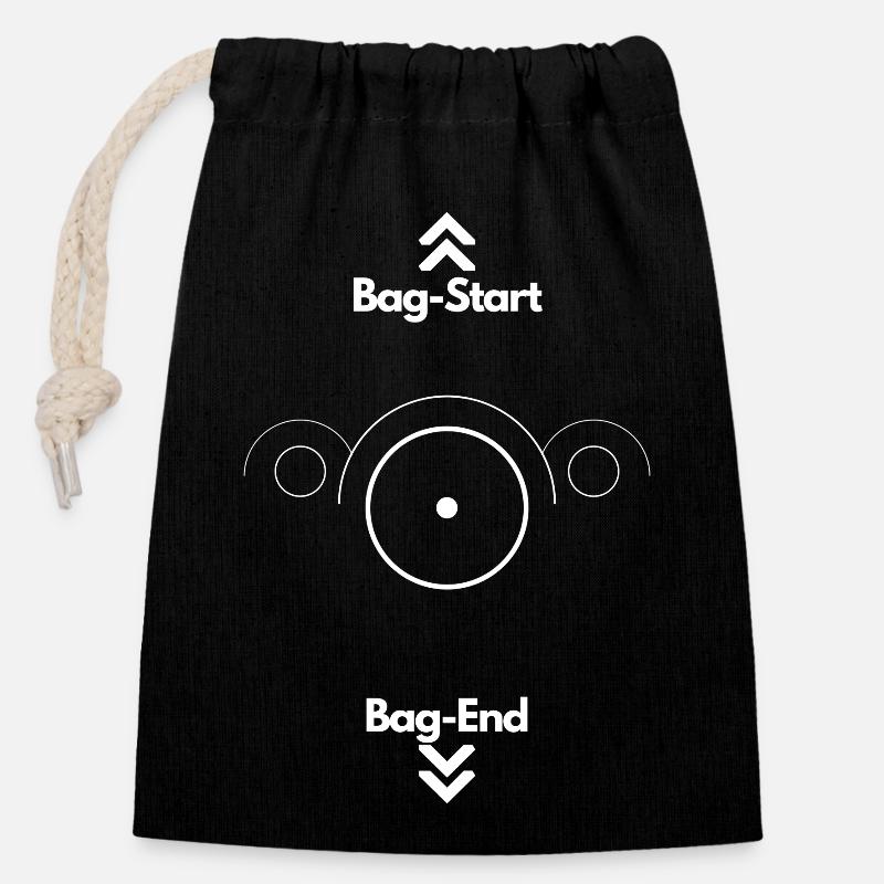 Bag-Start & Bag-End - Gift Idea, Gift - Closable cotton gift bag (14x20cm) - black
