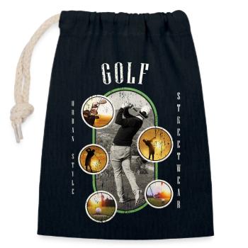 Golf Golfen Golfspieler Sport Hobby Club Vintage - Verschließbarer Geschenkbeutel aus Baumwolle (14x20cm) - Navy - Vorne