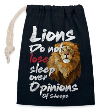 Lion Safari Predator Hunter - Sac cadeau en coton avec cordon (14 x 20 cm) - bleu marine - Devant