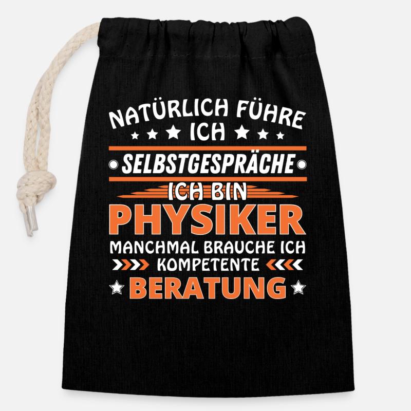 Ich führe Selbstgespräche - Physiker Edition - Verschließbarer Geschenkbeutel aus Baumwolle (14x20cm) - Schwarz