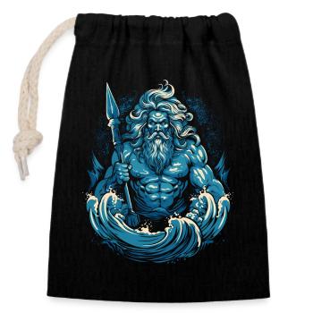 Poseidon - Verschließbarer Geschenkbeutel aus Baumwolle (14x20cm) - Schwarz - Vorne