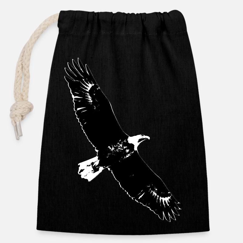 Aigle royal - Sac cadeau en coton avec cordon (14 x 20 cm) - noir