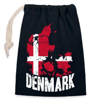 Denmark national flag Danish pride Nordic - Closable cotton gift bag (14x20cm) - navy - Front