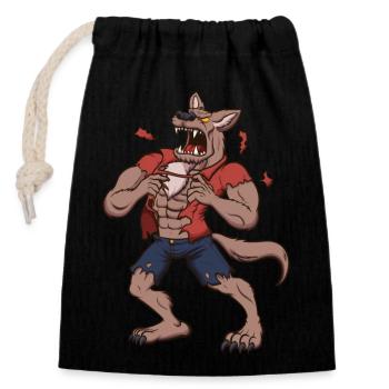 Loup-garou hurlant - Sac cadeau en coton avec cordon (14 x 20 cm) - noir - Devant