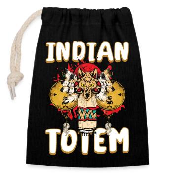 Amérindien Amérindien Bijoux en plumes Aigle - Sac cadeau en coton avec cordon (14 x 20 cm) - noir - Devant