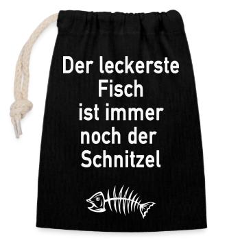 Der leckerste Fisch ist immer noch der Schnitzel - Verschließbarer Geschenkbeutel aus Baumwolle (14x20cm) - Schwarz - Vorne