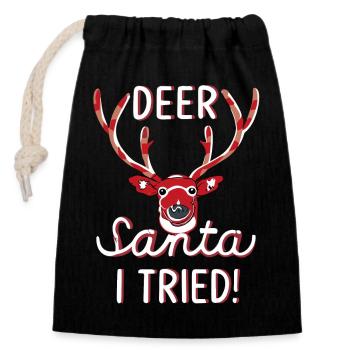 Rudolf le renne - Cerf Père Noël que j’ai essayé - Cadeau - Sac cadeau en coton avec cordon (14 x 20 cm) - noir - Devant