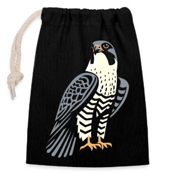 Faucon pèlerin Fauconnerie Oiseaux de proie - Sac cadeau en coton avec cordon (14 x 20 cm) - noir - Devant