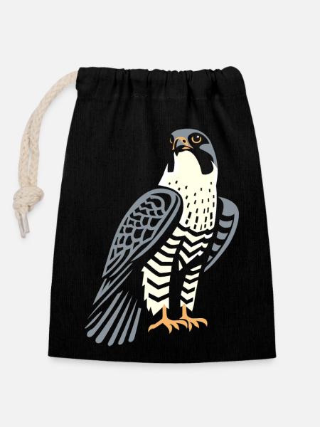 Wanderfalke Falke Falknerei Greifvogel - Verschließbarer Geschenkbeutel aus Baumwolle (14x20cm) - Schwarz