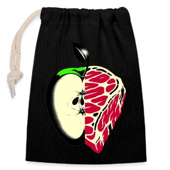 Des fruits à la place de la viande | Réduction de la consommation de viande - Sac cadeau en coton avec cordon (14 x 20 cm) - noir - Devant
