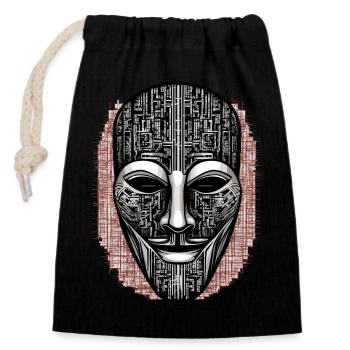 Masque de hacker anonyme - Sac cadeau en coton avec cordon (14 x 20 cm) - noir - Devant