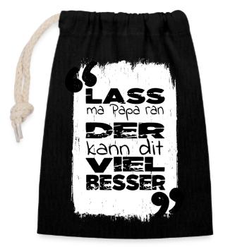bday geek zusammenhalt 4t57369 humor elternschaft - Verschließbarer Geschenkbeutel aus Baumwolle (14x20cm) - Schwarz - Vorne
