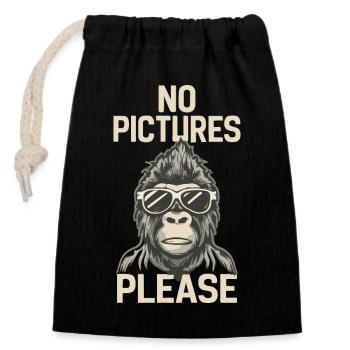 No pictures please - Closable cotton gift bag (14x20cm) - black - Front