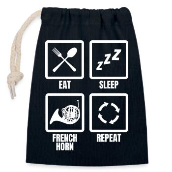 Eat Sleep French Horn Repeat - Closable cotton gift bag (14x20cm) - navy - Front
