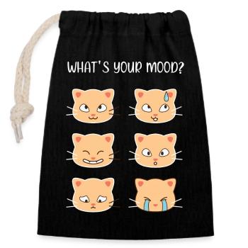 Cats - What's Your Mood? - Closable cotton gift bag (14x20cm) - black - Front