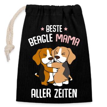 Meilleure maman beagle - Sac cadeau en coton avec cordon (14 x 20 cm) - noir - Devant