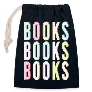Books Books Books - Closable cotton gift bag (14x20cm) - navy - Front