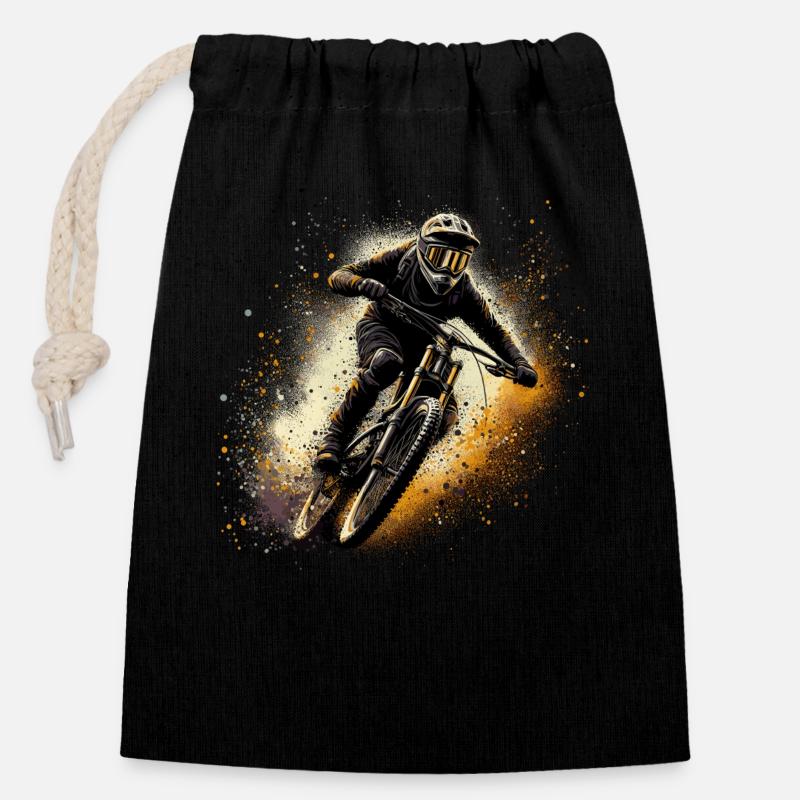 MTB Mountainbiking Mountainbiken Geschenk - Verschließbarer Geschenkbeutel aus Baumwolle (14x20cm) - Schwarz
