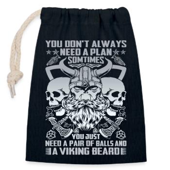 Nordic scandinavia retro viking mystical mythology - Closable cotton gift bag (14x20cm) - navy - Front