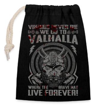 Nordic scandinavia retro viking mystical mythology - Closable cotton gift bag (14x20cm) - black - Front