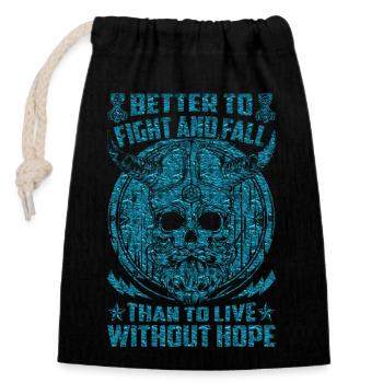 Nordic scandinavia retro viking mystical mythology - Closable cotton gift bag (14x20cm) - black - Front