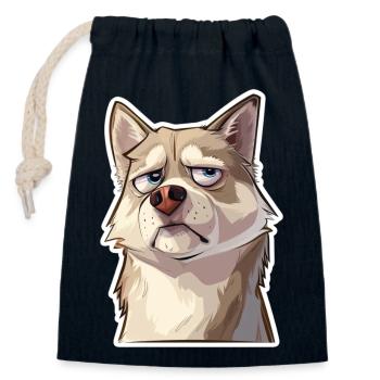 le Husky - Sac cadeau en coton avec cordon (14 x 20 cm) - bleu marine - Devant