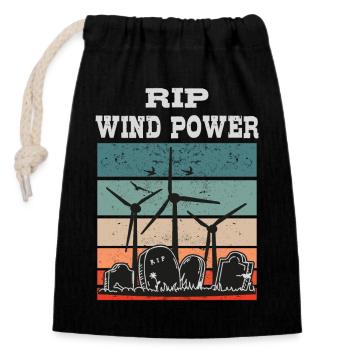 Windkraft RIP, Nein zu Windenergie - Verschließbarer Geschenkbeutel aus Baumwolle (14x20cm) - Schwarz - Vorne