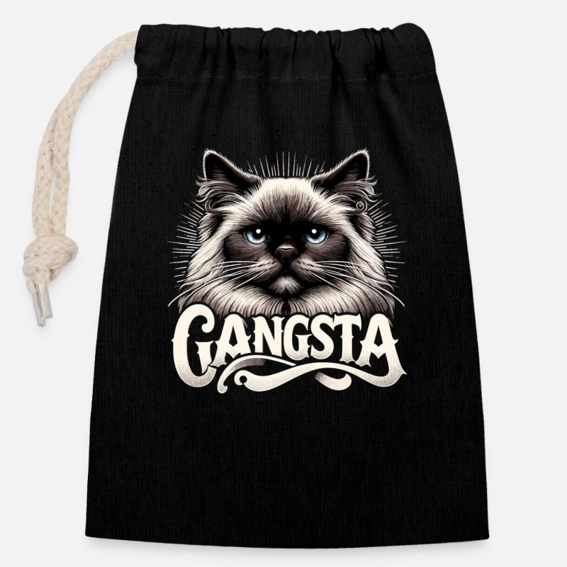 Heilige Birma Katze Birmakatze Gangsta Geschenk - Verschließbarer Geschenkbeutel aus Baumwolle (14x20cm) - Schwarz