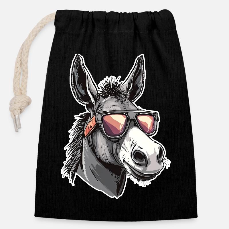 Lunettes de soleil Hipster Âne - Sac cadeau en coton avec cordon (14 x 20 cm) - noir