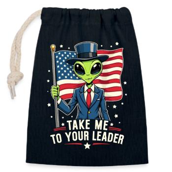 Emmenez-moi à votre leader USA Patriot Alien - Sac cadeau en coton avec cordon (14 x 20 cm) - bleu marine - Devant