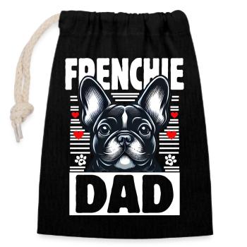 Frenchie Dad - Verschließbarer Geschenkbeutel aus Baumwolle (14x20cm) - Schwarz - Vorne