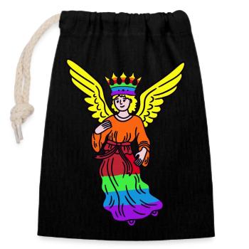 LGBT Rainbow Angel Gay Pride Christmas Xmas - Closable cotton gift bag (14x20cm) - black - Front