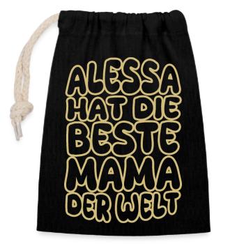 Dire Alessa - Sac cadeau en coton avec cordon (14 x 20 cm) - noir - Devant