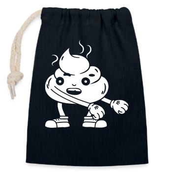 Funny poop pile dancing - Closable cotton gift bag (14x20cm) - navy - Front