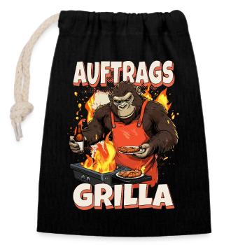 Grilling Grilla Griller Gorilla BBQ Saying Funny - Closable cotton gift bag (14x20cm) - black - Front